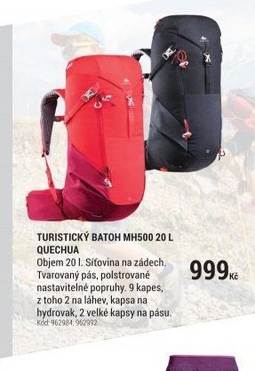 TURISTICKÝ BATOH MH500 20 L QUECHUA