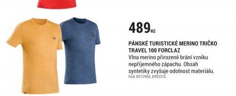 PÁNSKÉ TURISTICKÉ MERINO TRIČKO TRAVEL 100 FORCLAZ