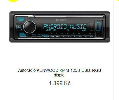 Autorádio KENWOOD KMM-125 s USB, RGB displej
