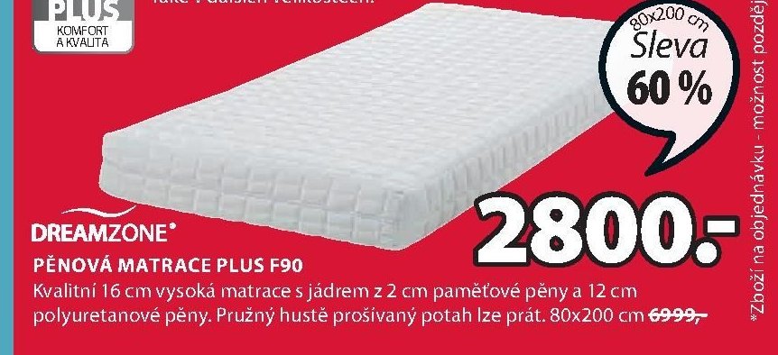Pěnová matrace PLUS F90