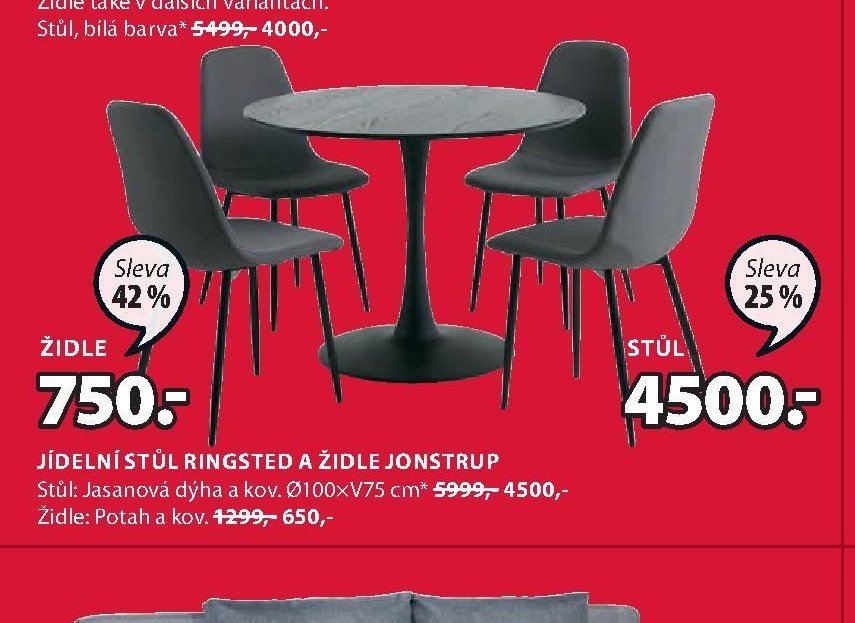 JÍDELNÍ STŮL RINGSTED a ŽIDLE JONSTRUP