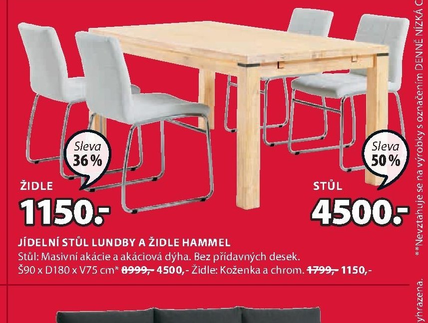 JÍDELNÍ STŮL LUNDBY a ŽIDLE HAMMEL