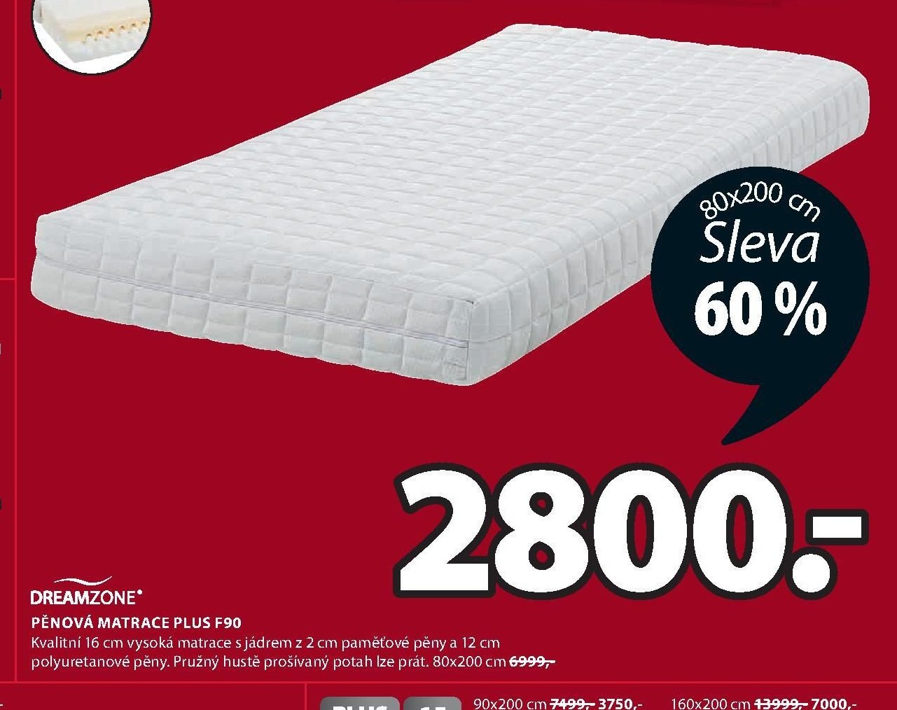 PĚNOVÁ MATRACE PLUS F90