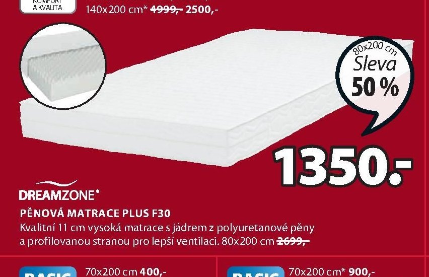 PĚNOVÁ MATRACE PLUS F30