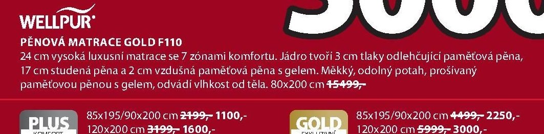 PĚNOVÁ MATRACE GOLD F110