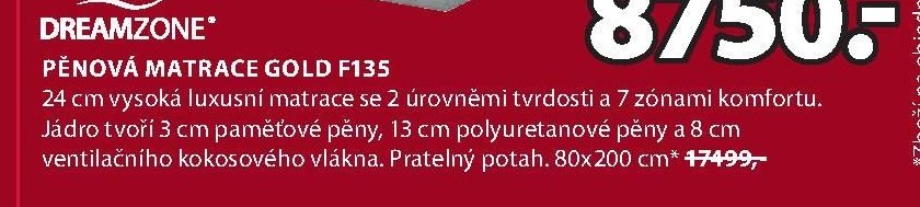 PĚNOVÁ MATRACE GOLD F135