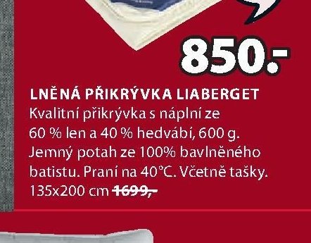 LNĚNÁ PŘIKRÝVKA LIABERGET
