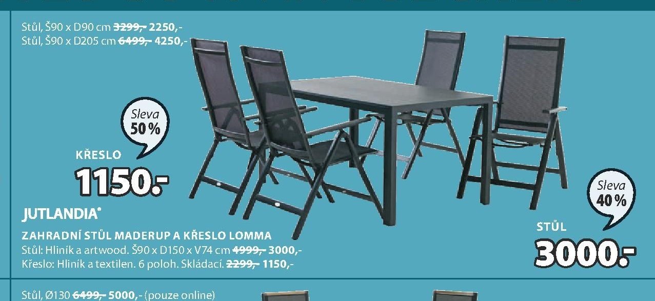 ZAHRADNÍ STŮL MADERUP A KŘESLO LOMMA