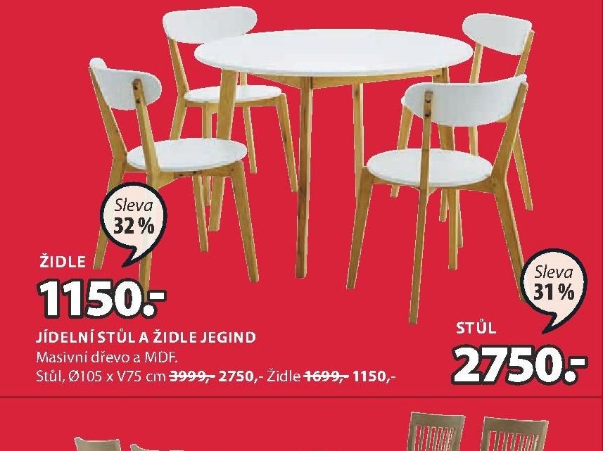 Jídelní stůl a židle JEGIND