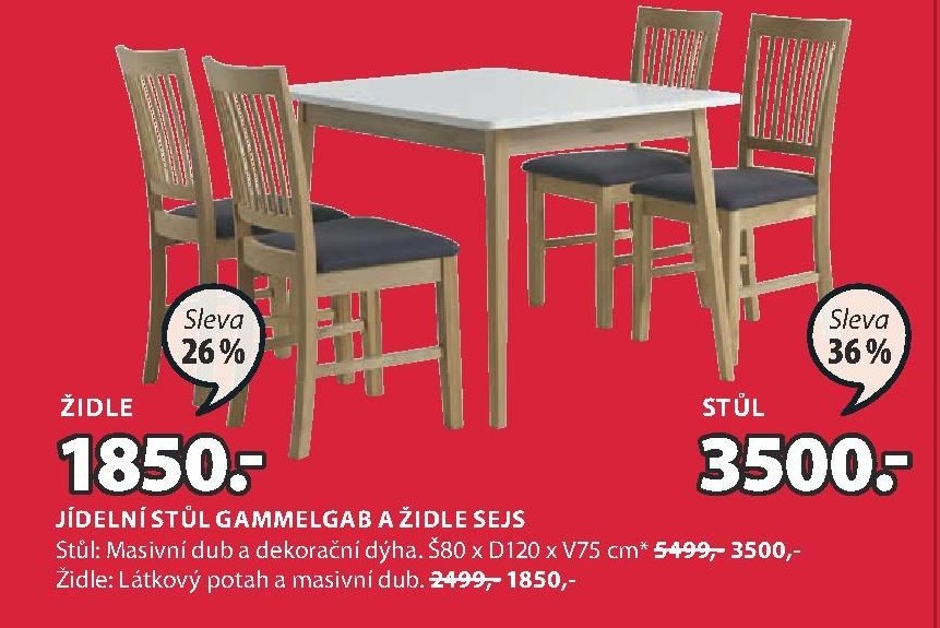 Jídelní stůl GAMMELGAB a židle SEJS