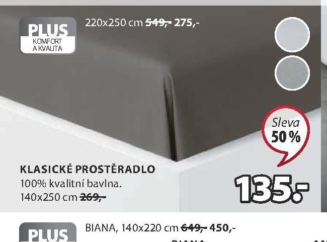 Klasické prostěradlo 140x250 cm