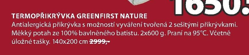 TERMOPŘIKRÝVKA GREENFIRST NATURE