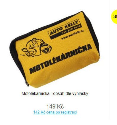 Motolékárnička - obsah dle vyhlášky