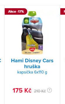 Hami Disney Cars hruška kapsička 6x110 g