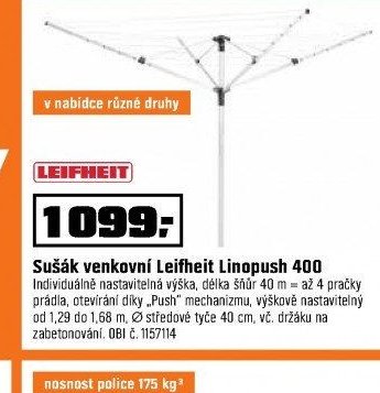 Sušák venkovní Leifheit Linopush 400
