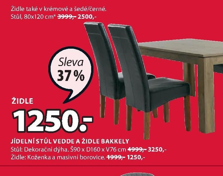 Jídelní stůl Vedde a židle Bakkely