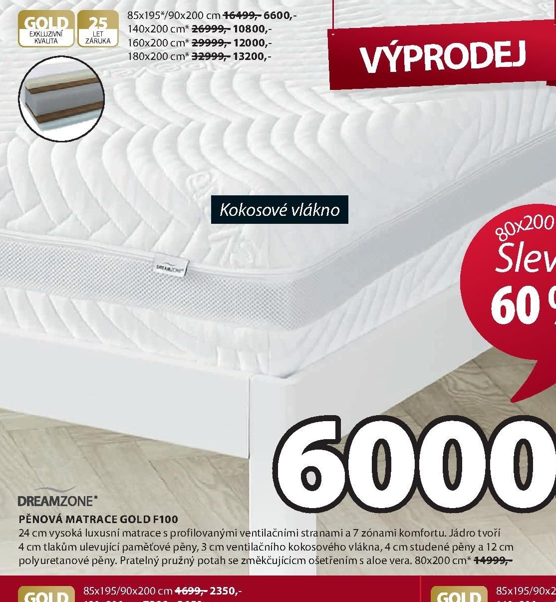 PĚNOVÁ MATRACE GOLD F100