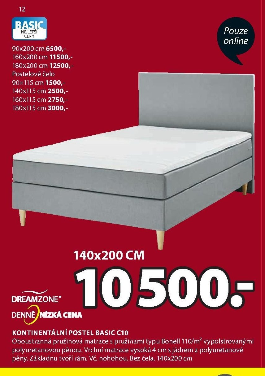 Kontinentální postel BASIC C10
