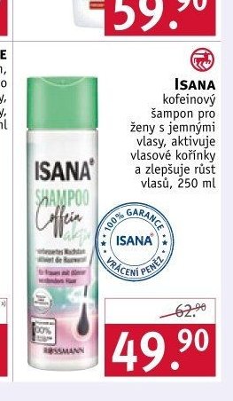 Isana kofeinový šampon pro ženy s jemnými vlasy, 250 ml