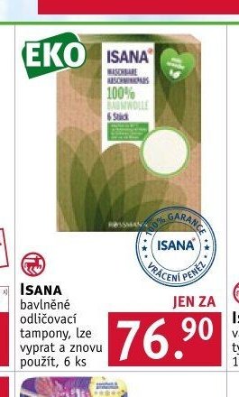 ISANA bavlněné odličovací tampony, 6 ks