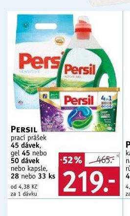 Persil prací prášek 45 dávek, gel 45 nebo 50 dávek nebo kapsle 28 nebo 33 ks