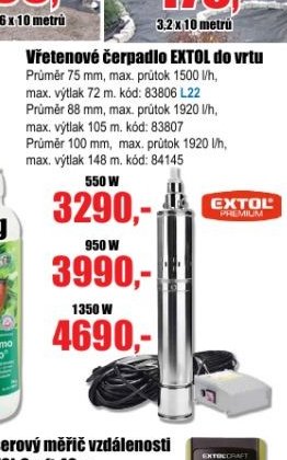 Vřetenové čerpadlo EXTOL do vrtu - EVA.cz aktualniletaky.eu