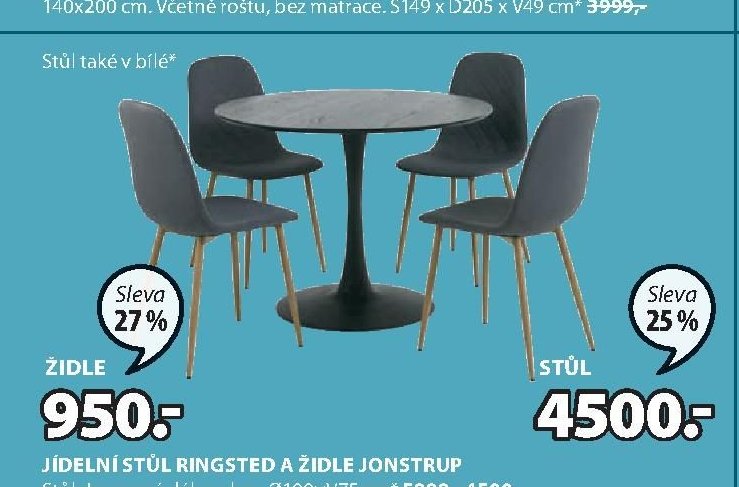 JÍDELNÍ STŮL RINGSTED A ŽIDLE JONSTRUP