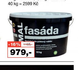 Remal Fasáda moderní bílý akrylátový fasádní nátěr, 15 kg
