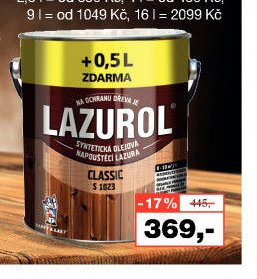 Lazurol Classic S1023 syntetická lazura na dřevo, 0,75 l