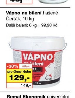 Vápno na bílení hašené Čerťák