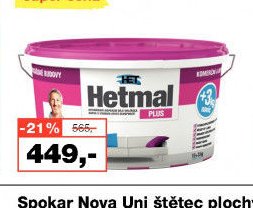 Hetmal Plus interiérová bílá malířská barva