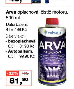 Arva oplachová čistič motoru