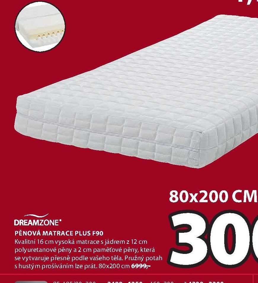 DREAMZONE PĚNOVÁ MATRACE PLUS F90