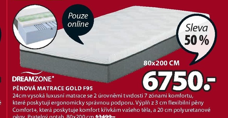 DREAMZONE PĚNOVÁ MATRACE GOLD F95