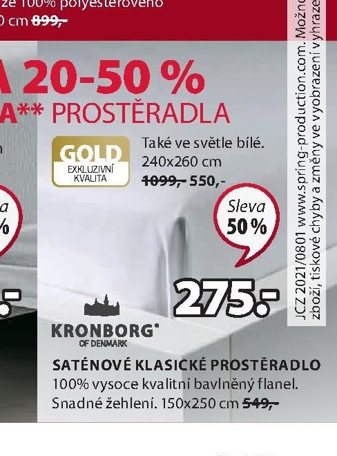 Saténové klasické prostěradlo