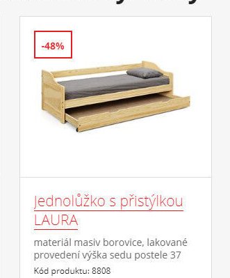 Jednolůžko s přistýlkou LAURA