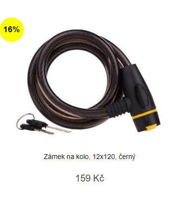 Zámek na kolo, 12x120, černý