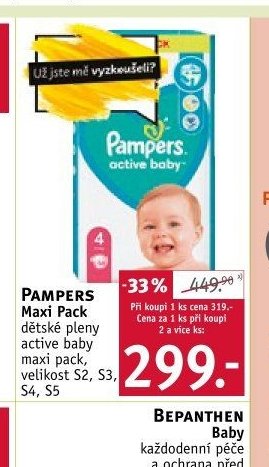 PAMPERS Maxi Pack dětské pleny active baby