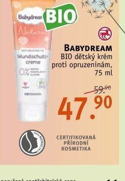 Babydream BIO dětský krém proti opruzeninám