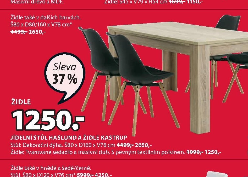 Jídelní stůl HASLUND a židle KASTRUP