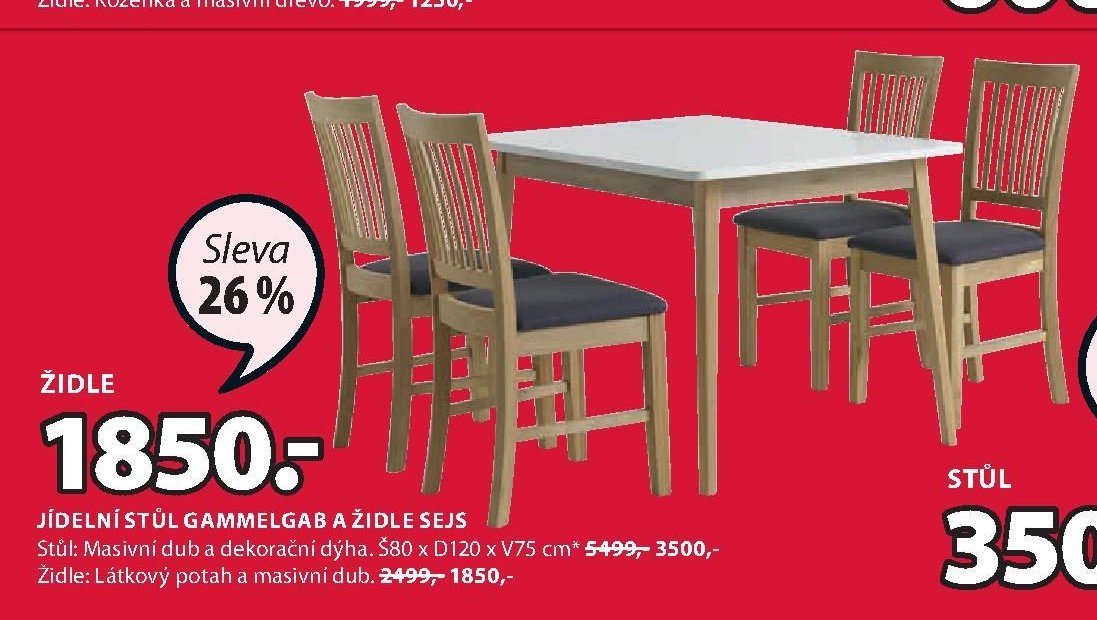 Jídelní stůl GAMMELGAB a židle SEJS