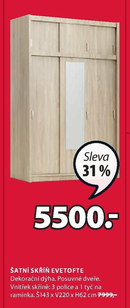 Šatní skříň EVETOFTE
