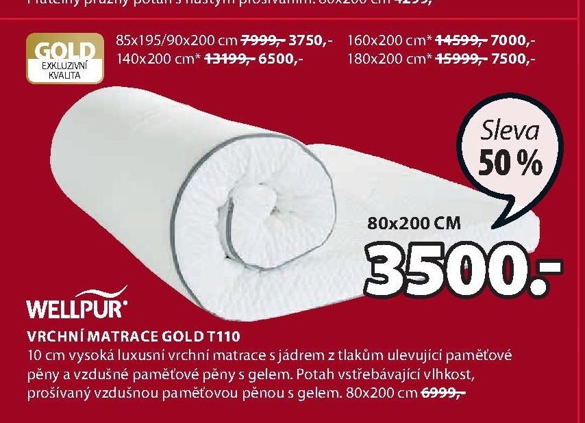 Vrchní matrace GOLD T110