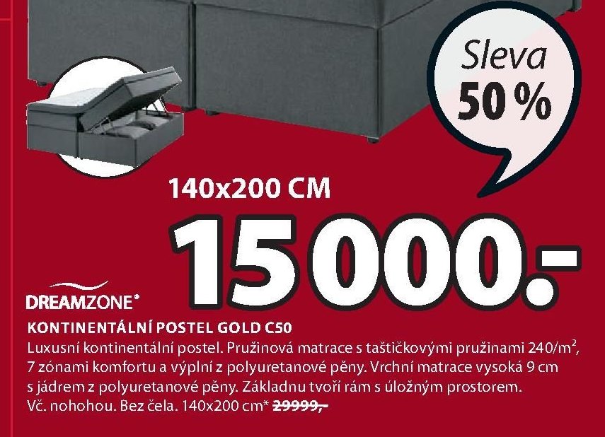 Kontinentální postel GOLD C50