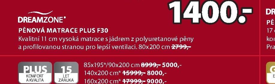 Pěnová matrace PLUS F30