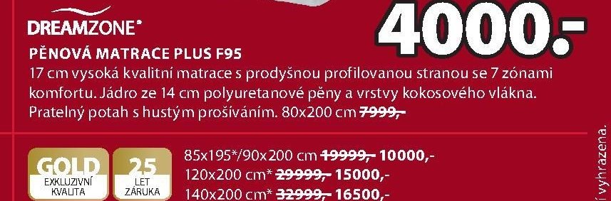 Pěnová matrace PLUS F95