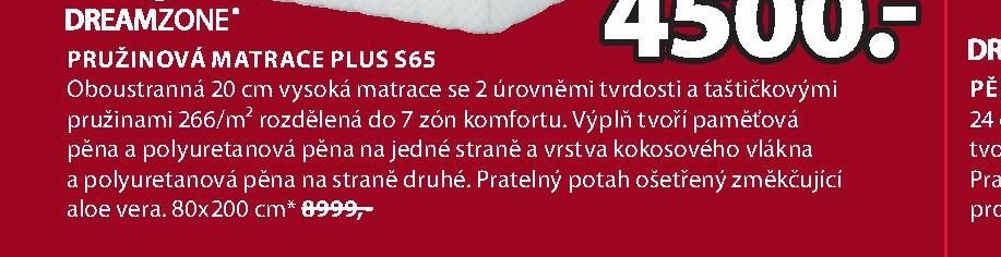 Pružinová matrace PLUS S65