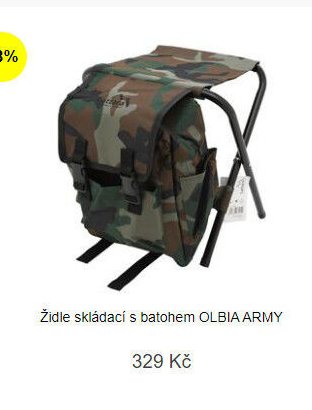 Židle skládací s batohem OLBIA ARMY