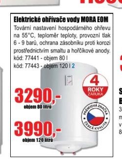 Elektrické ohřívače vody MORA EOM 80/120 litrů