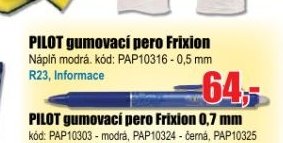 PILOT gumovací pero Frixion